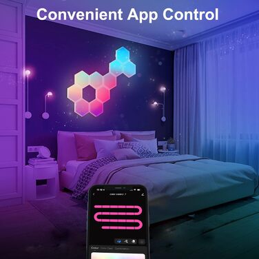 Світлодіодна світлодіодна панель Hexagon Large, Smart Home Gaming LED Hexagon Wall Light RGBIC Працює з Alexa Google Assistant, голосовим керуванням/керуванням програмами, синхронізацією музики, світлодіодними панелями своїми руками для ігрової вітальні, 