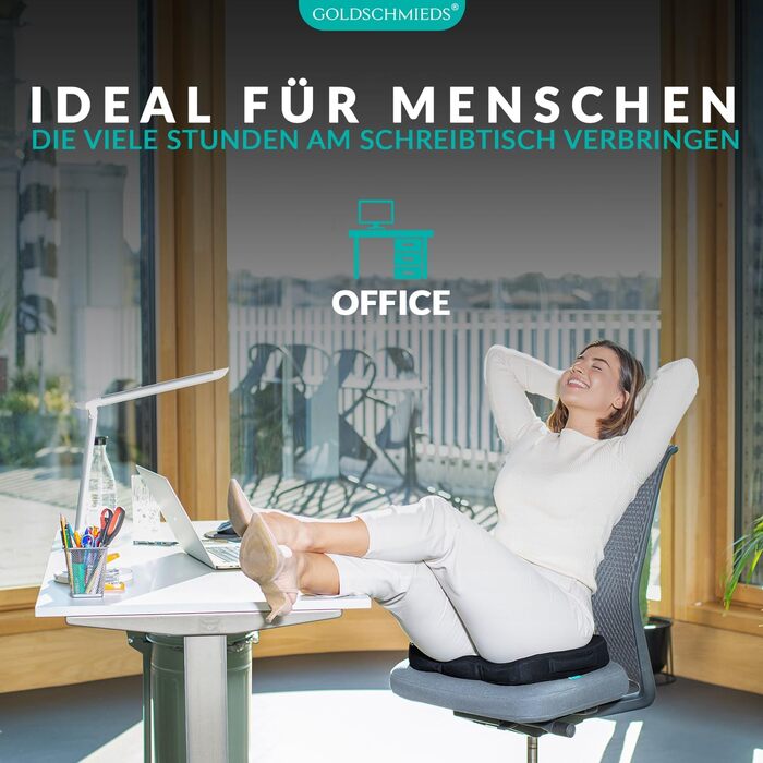 Ортопедична подушка для сидіння ПЕРЕМОЖЕЦЬ ТЕСТУ Ергономічний оазис для офісних крісел, автомобілів тощо - Знімає тиск на куприк, заспокоює біль та сприяє кровообігу Зроблено в Німеччині 50-95 кг Чорна піна з ефектом пам&39яті