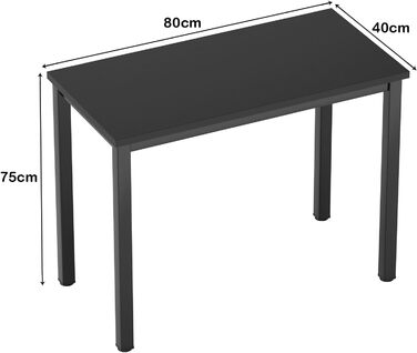 Невеликий комп&39ютерний стіл, стіл для ПК, офісний стіл, дитячий стіл, ігровий стіл, невелике робоче місце для домашнього офісу (Чорний, 80x40см) Чорний 80x40см