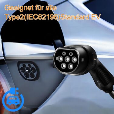 Зарядний кабель GUWIEYG Type 2 CEE 7.2kW, 5M, IEC 62196 Портативний зарядний пристрій для електромобілів з сумкою для перенесення,