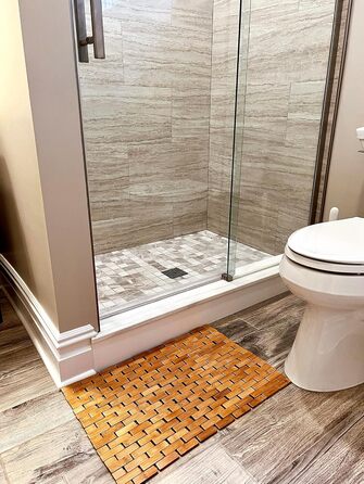 Колекція Mind Reader Bali, розкішний бамбуковий килимок для душу в рулоні, 23.5 'L x 16.5 W x 0.4 H, коричневий, коричневий