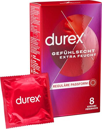 Презервативи Durex Feeling Extra Moist - Презервативи Gossamer для інтенсивних відчуттів - з додатковим покриттям мастилом - Упаковка з 2 шт. (2 x 8 шт. )