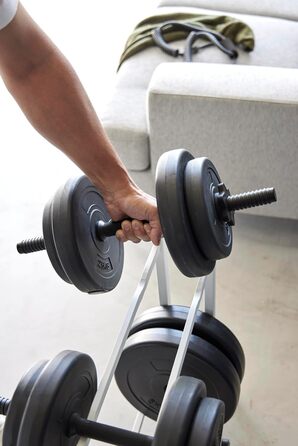 Стійка для гантелей Yamazaki 1963 TOWER, біла, сталь/силікон, 52 x 17 x 54,3 см, біла