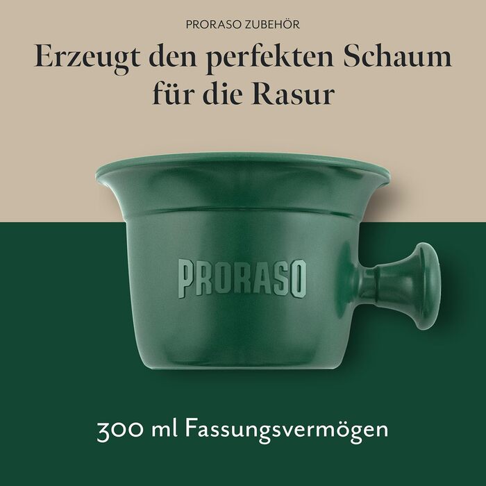 Професійна кружка для гоління Proraso, чаша для гоління з ручкою, об&39ємом 300 мл, традиційна мильниця для крему для гоління, класично-зелений колір, зроблено в Італії