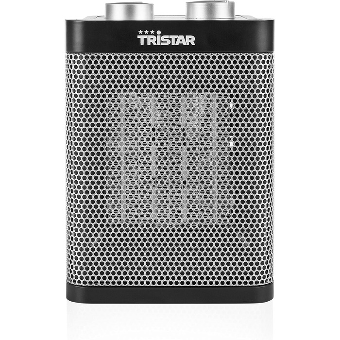 Електричний керамічний вентилятор-обігрівач Tristar - 3 регульовані рівні потужності/регульований термостат/функція вентилятора, KA-5064, чорний, сріблястий вентилятор-обігрівач (настільний)