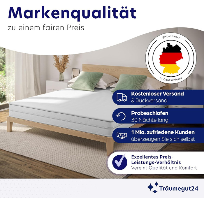 Матрац Trumegut24 AquaFlex 7-зонний 180x200 см Рівень жорсткості H4 Ергономічний матрац з холодної піни Гіпоалергенний та антибактеріальний Знімний та пральний чохол Сертифіковано Oeko-TEX (16 см, 180 x 200 см) 180 x 200 см 16 см