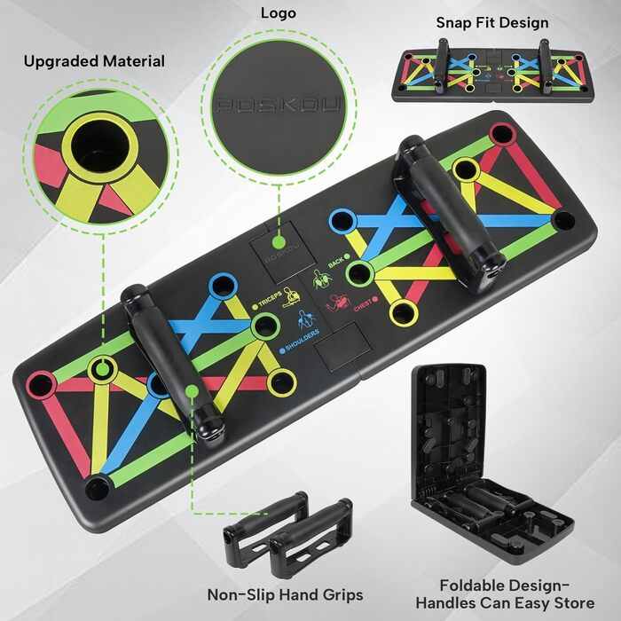 Дошка для віджимання покращена концепція складна дошка для віджимання ручки для домашнього тренажерного залу фітнес-обладнання для дому різнокольорове