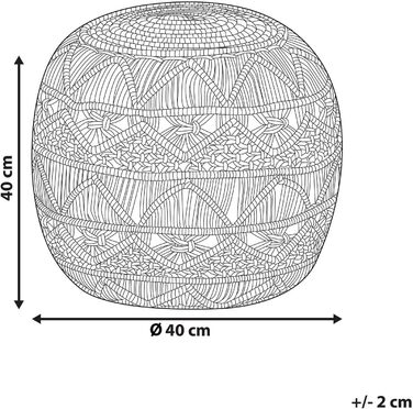Подушка-шезлонг Beliani Pouf з в&39язаним м&39ячим сидінням, бежева, 40x40 см, кругла, бавовна, Кайсері