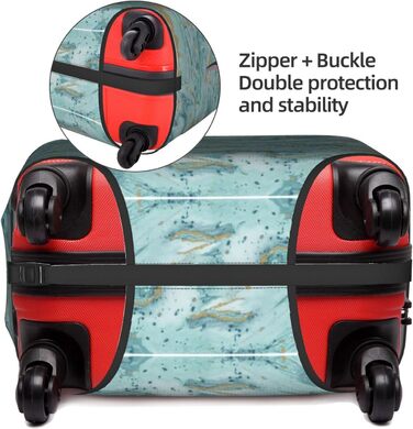 Чохол для валізи Азурит, блакитно-зелений з золотистим малюнком Олійний мармур, еластичний, миючий, захист від подряпин, для дітей та дорослих (45,753,3 см)