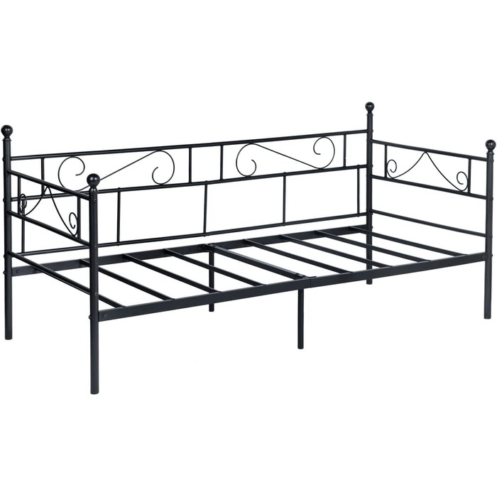 Каркас ліжка-кушетки 90x200 см, металевий, водонепроникний, підходить для сімей, гостей, молоді, самотніх людей та віталень, чорний, 90 x 200 см