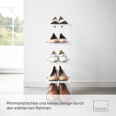 Полиця для взуття Yamazaki 2478 TOWER, біла, сталь, мінімалістичний дизайн, 22 x 18 x 77,5 см (Д x Ш x В) Біла, одинарна