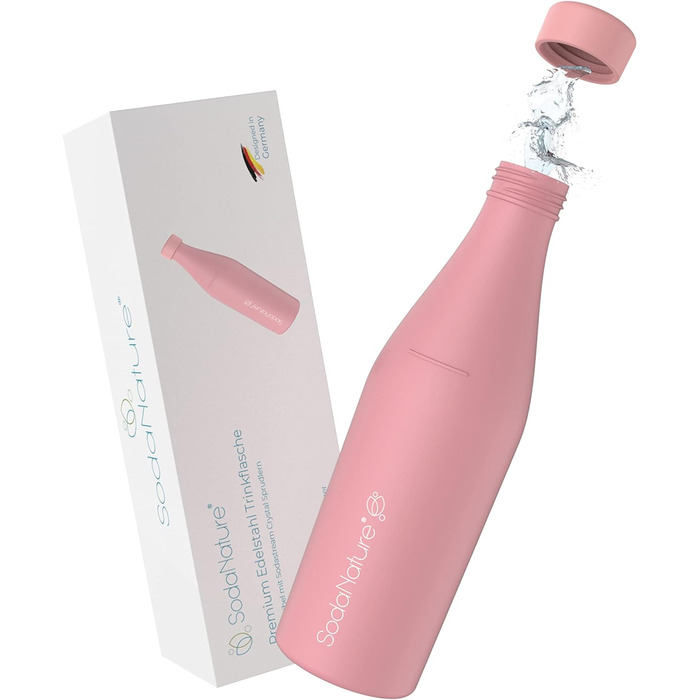 Мл пляшка з нержавіючої сталі для SodaStream Crystal Підходить для шипіння, безпечний для миття в посудомийній машині та герметичний Аксесуари для подорожей в т.ч. елегантна подарункова упаковка (рожева), 700