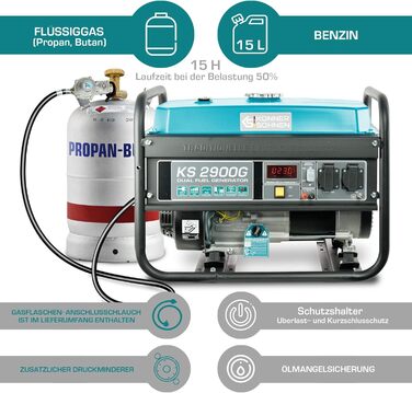 Двопаливний генератор Knner&Shnen KS 2900G (бензин/газ), 2900 Вт