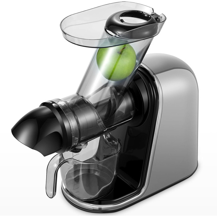 НовинкаСоковижималка AOBOSI-Повільна соковижималка з 2 швидкостями - Соковижималка для овочів і фруктів з 8 рівнями, шнекова соковижималка зі щіткою для чищення та 2 чашки соковижималки для фруктів з функцією реверсу 40 x 17 x 37 (CM) Сірий