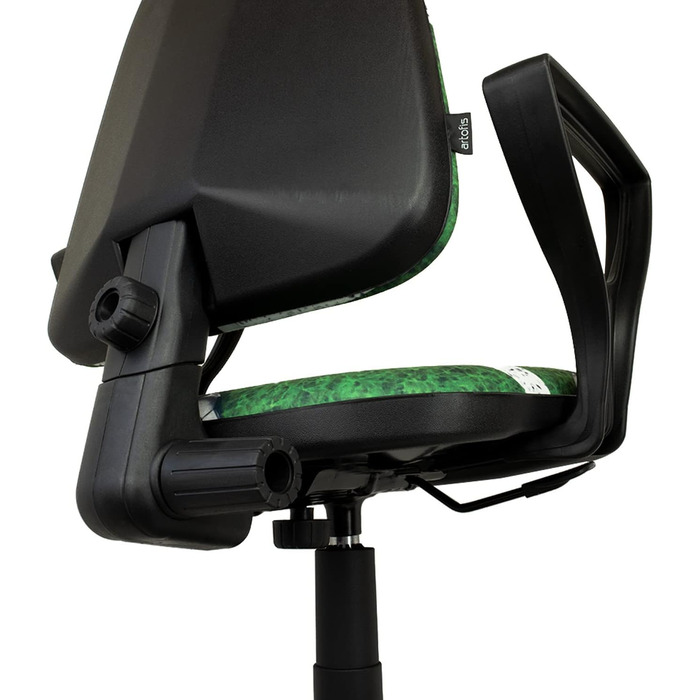 Дитячий офісний стілець з регульованою висотою - Ергономічне дитяче офісне крісло з 5 колесами, обертове дитяче крісло зі спинкою, зелений, зелений, Bred, футбол