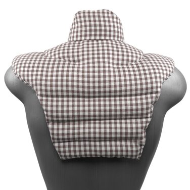 Подушка для шиї та шийного відділу хребта - шия плечі спина - коричнево-біла - подушка з органічної спельти - подушка для шиї з підігрівом - подушка з органічного зерна спельти для шиї та плечей