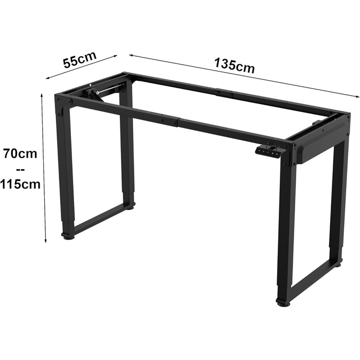 Регульована по висоті каркас столу Kirkkonummi зі сталі з 2 двигунами та 2 функціями пам&39яті, електрична, 135x55 см, чорна