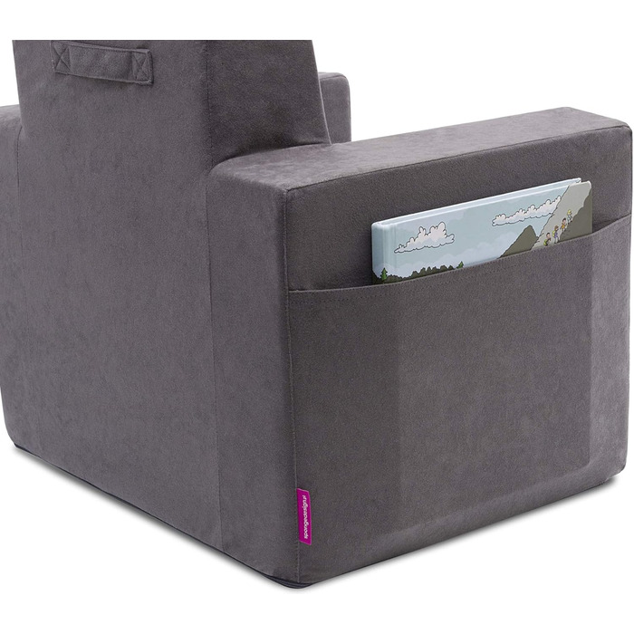 Дитяче крісло для дітей віком від 2 років - Міцне, зручне, виготовлене з пінопласту, з ручкою та кишенею - Знімний чохол, який можна прати - Подарунок на день народження для дівчаток та хлопчиків - Червоний