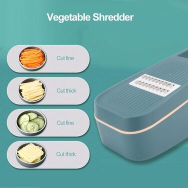 Багатофункціональний подрібнювач овочів Miokycl, ручний подрібнювач сиру із захисним кожухом для рук для зливу, шинкування, зберігання овочів