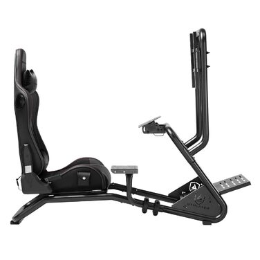 Кабіна симулятора GTPLAYER, підставка для керма для гоночного симулятора з 3D-стереодинаміками, кріпленням для монітора, регульованим кріпленням для керма, кріпленням для перемикання передач та педалями (чорна)