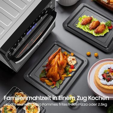 Фритюрниця Iceagle Hot Air Fryer XXL 15 літрів, фритюрниця з 13 програмами, міні-духовка, функція дегідратора, РК-дисплей, з буклетом рецептів та аксесуарами, 1800 Вт 15 л