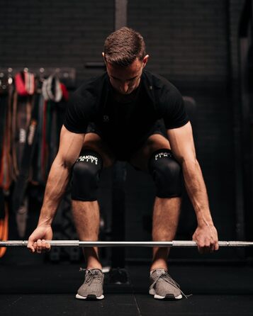 Наколінники BREAKING LIMITS - Колінний бандаж, наколінник для силових тренувань, тренажерного залу - Дихаючий компресійний бандаж проти болю в коліні/суглобах, виготовлений з 7 мм неопрену - 6 розмірів, чорний/білий (M)