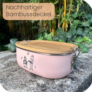 Ланчбокс Ringwald Edelstahl Rosa 1400 мл для дитячого садка та школи, великий, з роздільниками та бамбуковою кришкою, без BPA та пластику, рожевий