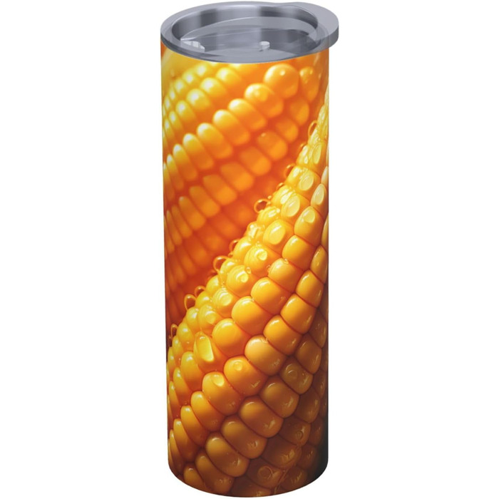 Кухоль з прямою трубочкою, 590 мл, дизайн кукурудза, дорожній кухоль з принтом, підходить для кемпінгу, офісу та дому