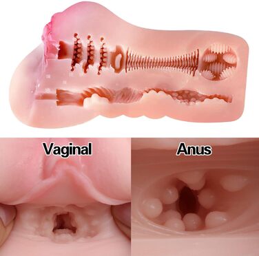 Мастурбатор XSAXLYX 2-в-1, реалістичний, TPE, вагінальний та анальний канали, 3D-текстура