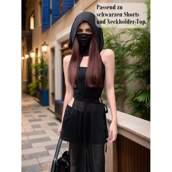 Жіноча сукня Mingnos, прозора, з подвійними високими розрізами, чорна, розмір S