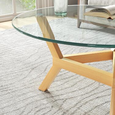 Журнальний столик HOMCOM із загартованого скла, стіл для вітальні з регульованими подушками для ніг та сталевим каркасом, круглий бічний столик для вітальні, прозорий, Ø80 x 45 см