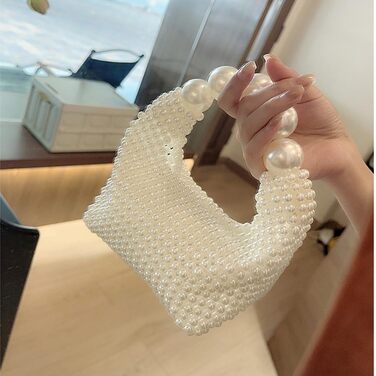 Елегантна сумка з перлами для повсякденного використання, вечірки, клатч, повсякденна сумка білого кольору