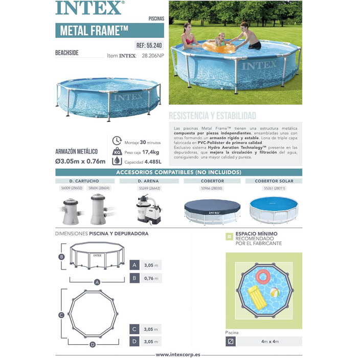 Набір каркасних басейнів Intex Beachside Ø 305 x 76 см, 28206NP