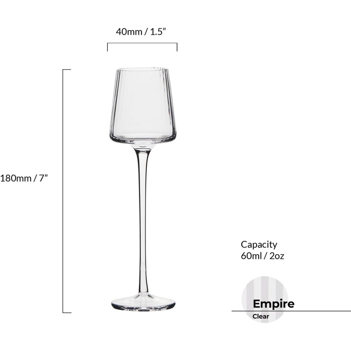 Набір з 4 ампірних келихів для лікеру - елегантний посуд для напоїв на будь-який випадок Прозорі келихи для лікеру