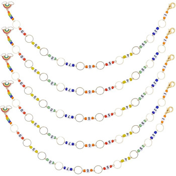 Коробка з 6 лічильниками рядків ланцюжка для вязання Симпатичні намистини з цифрами 09 Маркери для вязання гачком Підвіска Емальована веселкова підвіска Знімна підрахунок рядів із застібками з омарами для рукоділля, 1