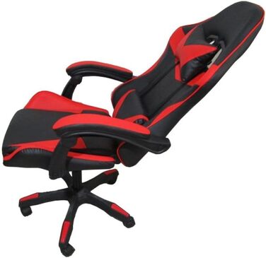 Регульоване м&39яке ігрове крісло з колесами чорного та червоного кольорів - Kiter