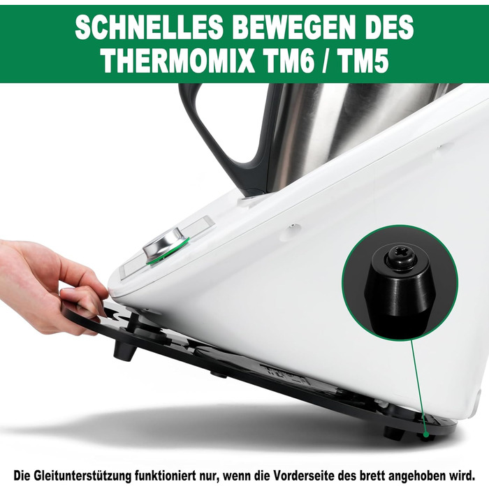 Для розсувної дошки Thermomix TM6 TM5 акрил, швидкопереміщена дошка Ticanros Premium для кухонного комбайна Thermomix Vorwerk TM6 аксесуари Pad Board, глянцевий чорний