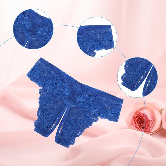 Еротичні жіночі трусики з 4 предметів з відкритою промежиною - мереживні стрінги, трусики з відкритою промежиною, білизна для жінок, сексуальна білизна для сексу (4 кольори)