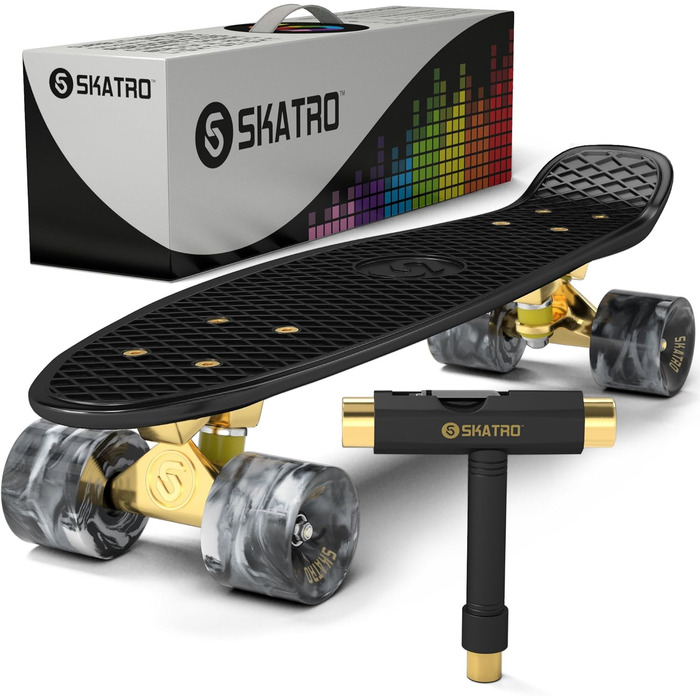 Міні-скейтборд крейсер. 22-дюймова пластикова дошка в ретро стилі, в комплекті з чорною мамбою