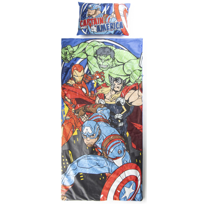 Спальний мішок та м&39яка подушка Jay Franco Marvel Avengers, 2 шт., дитячий м&39який спальний мішок для дому з ручкою для перенесення, ідеально підходить для шкільних екскурсій та ночівлі, синій Avengers