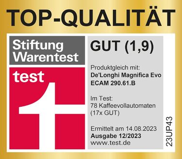 Повністю автоматична кавоварка з молочною системою LatteCrema, 7 кнопками прямого вибору капучино, еспресо та інших кавових напоїв, функція 2 чашки, чорний 7 рецептів, 292.81.B