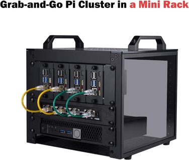 Серверна стійка GeeekPi 4U, 10-дюймова мережева стійка для серверів, мережевого та аудіо/відео обладнання, кріплення для стійки DeskPi RackMate T0 Plus, глибина 260 мм, чорний колір, 4U x 10,23&quot x Ш