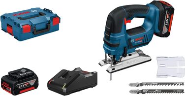 Акумуляторний лобзик Bosch Professional 18V System GST 18V-LI B (у комплекті 2 акумулятора по 4,0 Ач, швидкий зарядний пристрій, 3