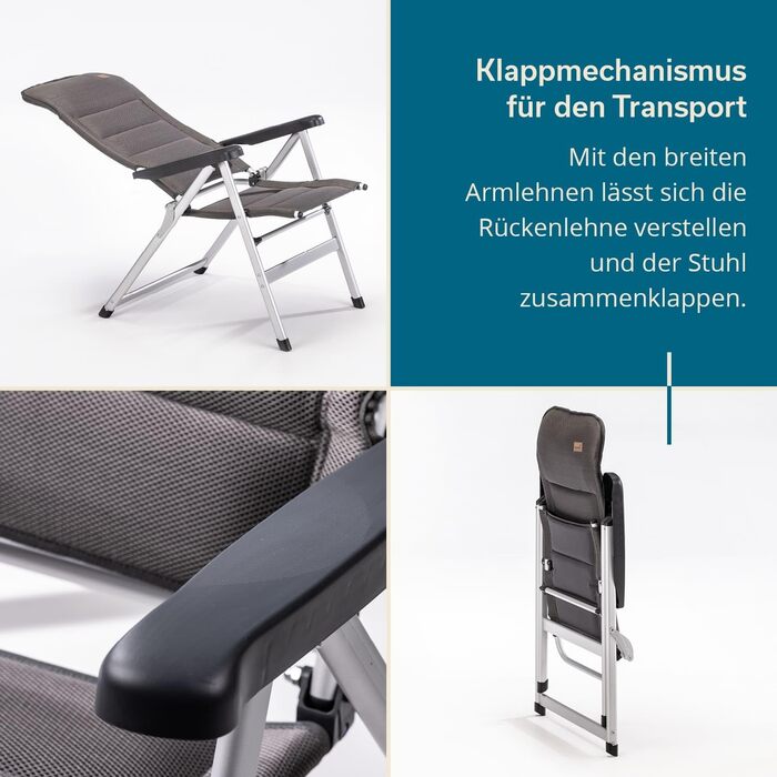 Складаний стілець Skandika Lepola Складаний кемпінговий стілець з алюмінію, алюмінієвий садовий стілець, регульована спинка в 7 положеннях, вантажопідйомність 180 кг, складний, висока спинка, підголівник Кемпінг, сад, комплект з 2 шт.