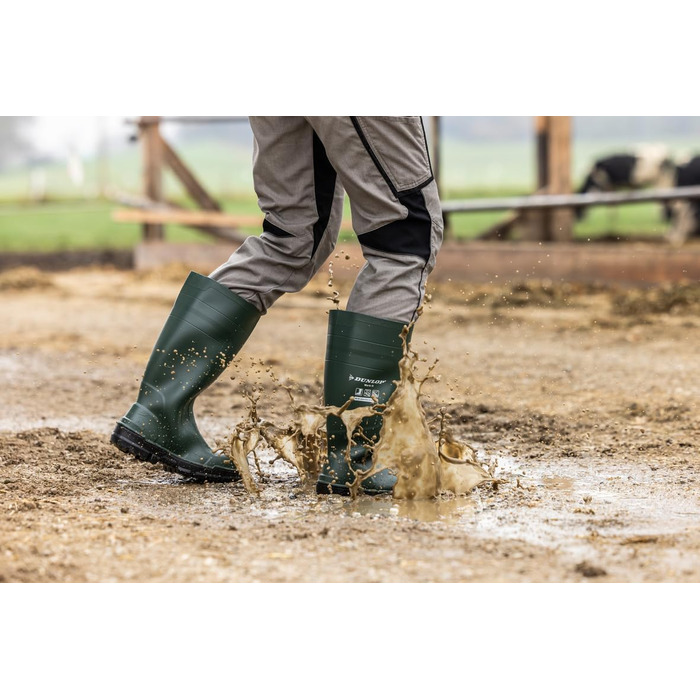 Робочі черевики DUNLOP Work-It S5 з ПВХ для чоловіків та жінок Водонепроникні захисні черевики зі сталевим носком Будівельні черевики Хімічні та стійкі до ковзання Жовті Розміри від 35 до 50 (EU 40) Зелені