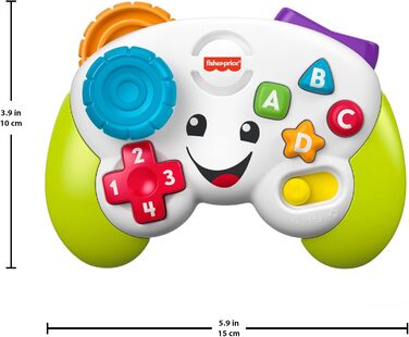 Розважальний ігровий контролер Fisher-Price Learning для немовлят і малюків зеленого кольору, манекен для відеоігор із функцією му