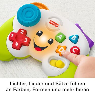 Розважальний ігровий контролер Fisher-Price Learning для немовлят і малюків зеленого кольору, манекен для відеоігор із функцією му