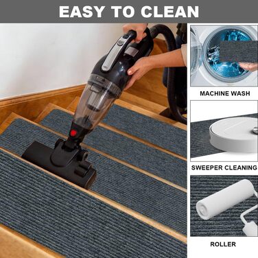 Килимки для сходів, 15 шт. , 55 x 22 см, самоклеючі, можна прати в пральній машині, протиковзкі, для сімей з дітьми, людьми похилого віку та домашніми тваринами (сірі)