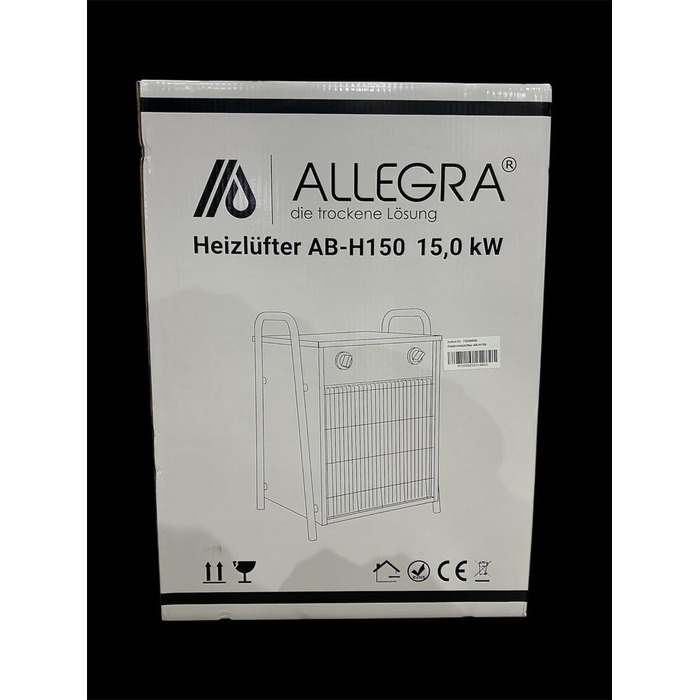 Електричний вентилятор-обігрівач ALLEGRA 15 кВт 400 В високої напруги Електричний обігрівач, будівельний обігрівач, вентилятор-обігрівач для будівельних майданчиків, промисловості та майстерень Професійний обігрівач з термостатом та захистом від перегріву