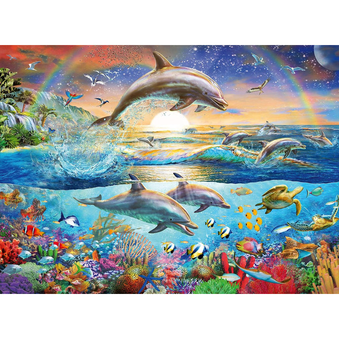 Дитячий пазл Ravensburger - 12895 Dolphin Paradise - Пазл підводний світ для дітей від 9 років, 300 елементів у форматі XXL